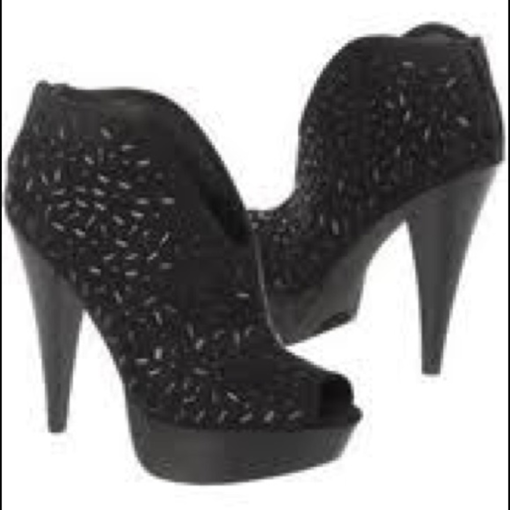 Black peeptoe booties